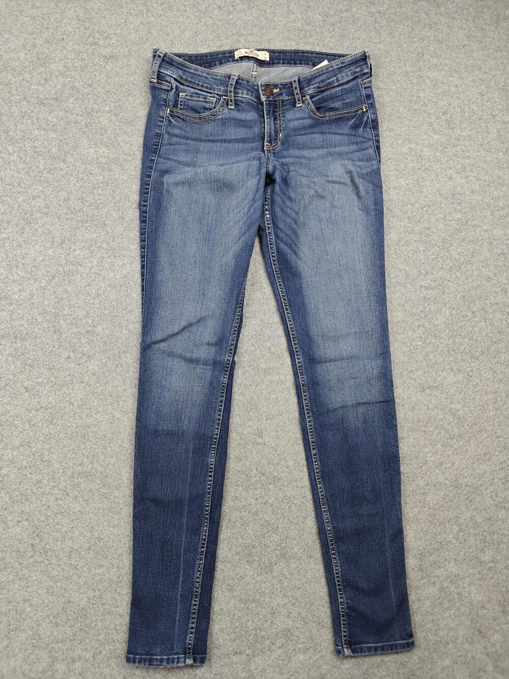 Hollister Jeans Juniors 7 Blue Medium Wash Skinny Slim 33 Inseam Stretch Denim